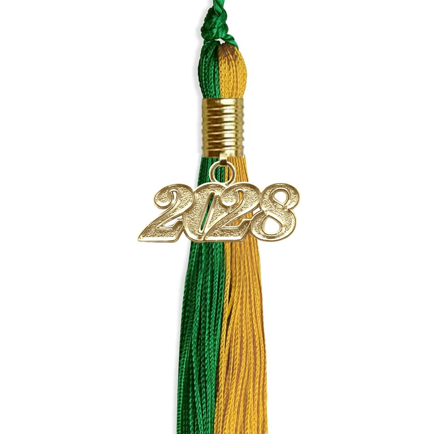 Green/Bright Gold Graduation Tassel with Gold Bling Charm by Wholesale Grad Supply