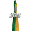 Green/Bright Gold Graduation Tassel with Silver Bling Charm by Wholesale Grad Supply