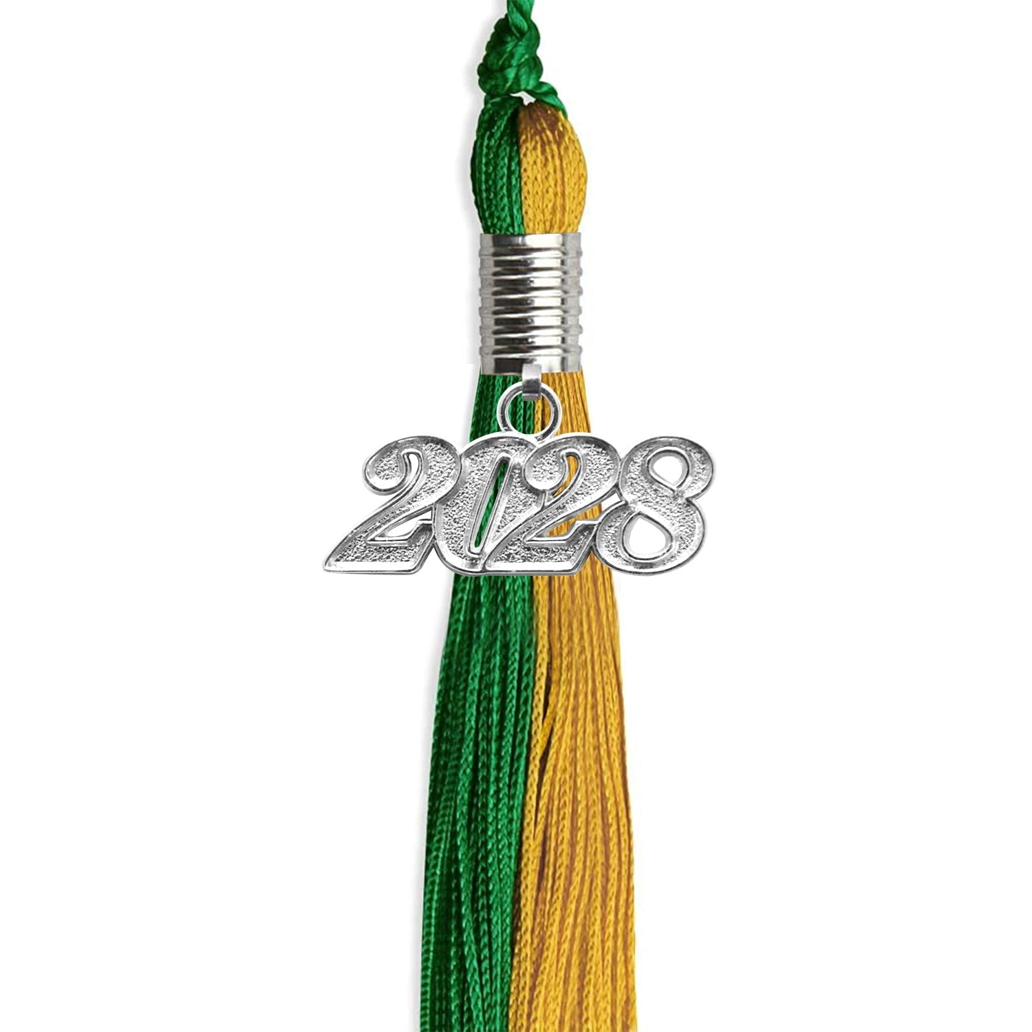 Green/Bright Gold Graduation Tassel with Silver Bling Charm by Wholesale Grad Supply