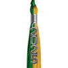 Green/Bright Gold Graduation Tassel with Silver Stacked Date Drop by Wholesale Grad Supply