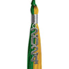 Green/Bright Gold Graduation Tassel with Silver Stacked Date Drop by Wholesale Grad Supply
