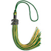 Green/Gold Mixed Color Graduation Tassel with Black Bling Charm by Wholesale Grad Supply