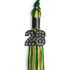Green/Gold Mixed Color Graduation Tassel with Black Bling Charm by Wholesale Grad Supply