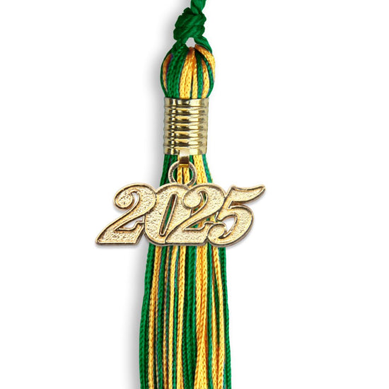 Green/Gold Mixed Color Graduation Tassel with Gold Bling Charm by Wholesale Grad Supply