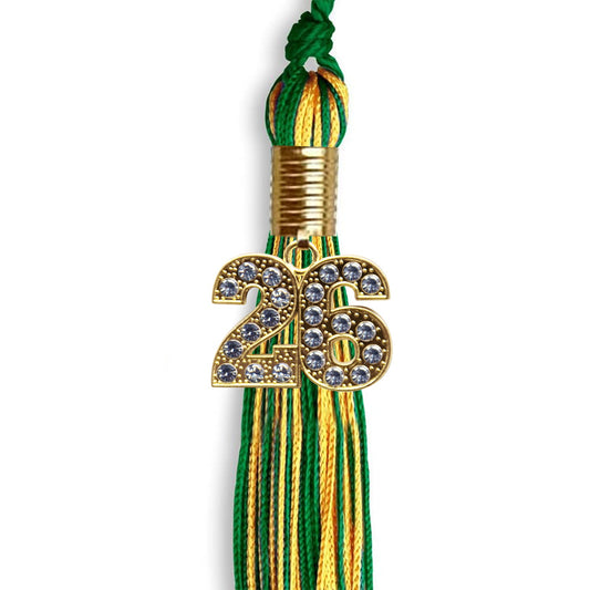 Green/Gold Mixed Color Graduation Tassel with Gold Bling Charm by Wholesale Grad Supply