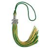 Green/Gold Mixed Color Graduation Tassel with Silver Bling Charm by Wholesale Grad Supply