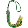 Green/Gold Mixed Color Graduation Tassel with Silver Bling Charm by Wholesale Grad Supply