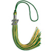 Green/Gold Mixed Color Graduation Tassel with Silver Bling Charm by Wholesale Grad Supply