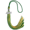 Green/Gold Mixed Color Graduation Tassel with Silver Bling Charm by Wholesale Grad Supply