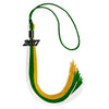 Green/Gold/White Graduation Tassel with Black Bling Charm by Wholesale Grad Supply