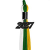 Green/Gold/White Graduation Tassel with Black Bling Charm by Wholesale Grad Supply