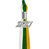 Green/Gold/White Graduation Tassel with Silver Bling Charm by Wholesale Grad Supply