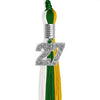 Green/Gold/White Graduation Tassel with Silver Bling Charm by Wholesale Grad Supply