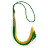 Green/Gold/White Graduation Tassel with Silver Stacked Date Drop by Wholesale Grad Supply