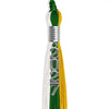 Green/Gold/White Graduation Tassel with Silver Stacked Date Drop by Wholesale Grad Supply