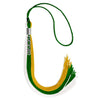 Green/Gold/White Graduation Tassel with Silver Stacked Date Drop by Wholesale Grad Supply