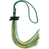 Green/Gold/White Mixed Color Graduation Tassel with Black Bling Charm by Wholesale Grad Supply