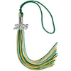 Green/Gold/White Mixed Color Graduation Tassel with Silver Bling Charm by Wholesale Grad Supply