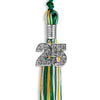 Green/Gold/White Mixed Color Graduation Tassel with Silver Bling Charm by Wholesale Grad Supply