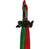 Green/Red Graduation Tassel with Black Bling Charm by Wholesale Grad Supply