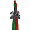 Green/Red Graduation Tassel with Black Bling Charm by Wholesale Grad Supply