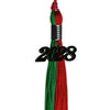Green/Red Graduation Tassel with Black Bling Charm by Wholesale Grad Supply