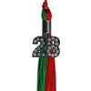 Green/Red Graduation Tassel with Black Bling Charm by Wholesale Grad Supply