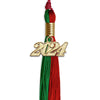 Green/Red Graduation Tassel with Gold Bling Charm by Wholesale Grad Supply