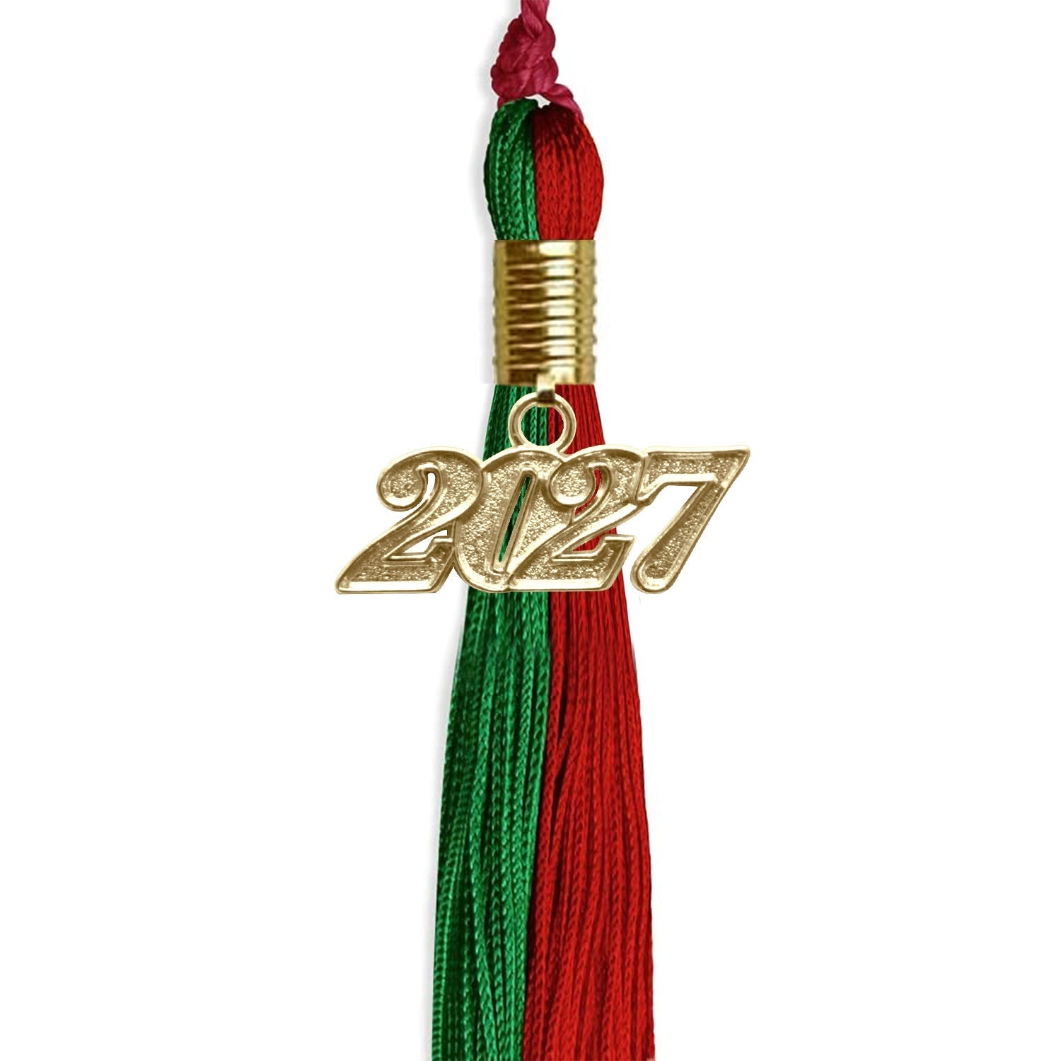 Green/Red Graduation Tassel with Gold Bling Charm by Wholesale Grad Supply