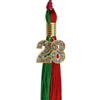 Green/Red Graduation Tassel with Gold Bling Charm by Wholesale Grad Supply