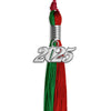Green/Red Graduation Tassel with Silver Bling Charm by Wholesale Grad Supply