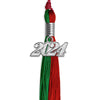Green/Red Graduation Tassel with Silver Bling Charm by Wholesale Grad Supply