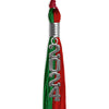 Green/Red Graduation Tassel with Silver Stacked Date Drop by Wholesale Grad Supply