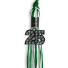 Green/White Mixed Color Graduation Tassel with Black Bling Charm by Wholesale Grad Supply