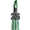Green/White Mixed Color Graduation Tassel with Black Bling Charm by Wholesale Grad Supply