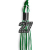 Green/White Mixed Color Graduation Tassel with Black Bling Charm by Wholesale Grad Supply
