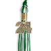 Green/White Mixed Color Graduation Tassel with Gold Bling Charm by Wholesale Grad Supply