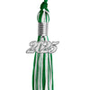 Green/White Mixed Color Graduation Tassel with Silver Bling Charm by Wholesale Grad Supply