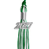 Green/White Mixed Color Graduation Tassel with Silver Bling Charm by Wholesale Grad Supply