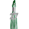 Green/White Mixed Color Graduation Tassel with Silver Bling Charm by Wholesale Grad Supply