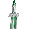 Green/White Mixed Color Graduation Tassel with Silver Bling Charm by Wholesale Grad Supply