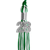 Green/White Mixed Color Graduation Tassel with Silver Bling Charm by Wholesale Grad Supply