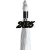Grey/White Graduation Tassel with Black Bling Charm by Wholesale Grad Supply