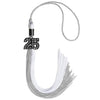 Grey/White Graduation Tassel with Black Bling Charm by Wholesale Grad Supply