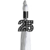 Grey/White Graduation Tassel with Black Bling Charm by Wholesale Grad Supply