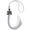Grey/White Graduation Tassel with Black Bling Charm by Wholesale Grad Supply