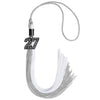 Grey/White Graduation Tassel with Black Bling Charm by Wholesale Grad Supply