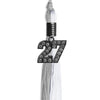 Grey/White Graduation Tassel with Black Bling Charm by Wholesale Grad Supply