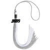 Grey/White Graduation Tassel with Black Bling Charm by Wholesale Grad Supply