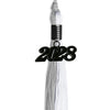 Grey/White Graduation Tassel with Black Bling Charm by Wholesale Grad Supply